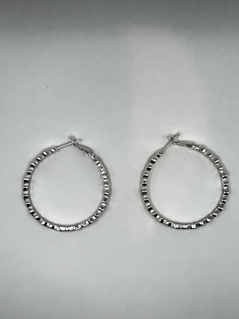 925 Sterling Silver CZ Heart Hoop Earrings 1.5"